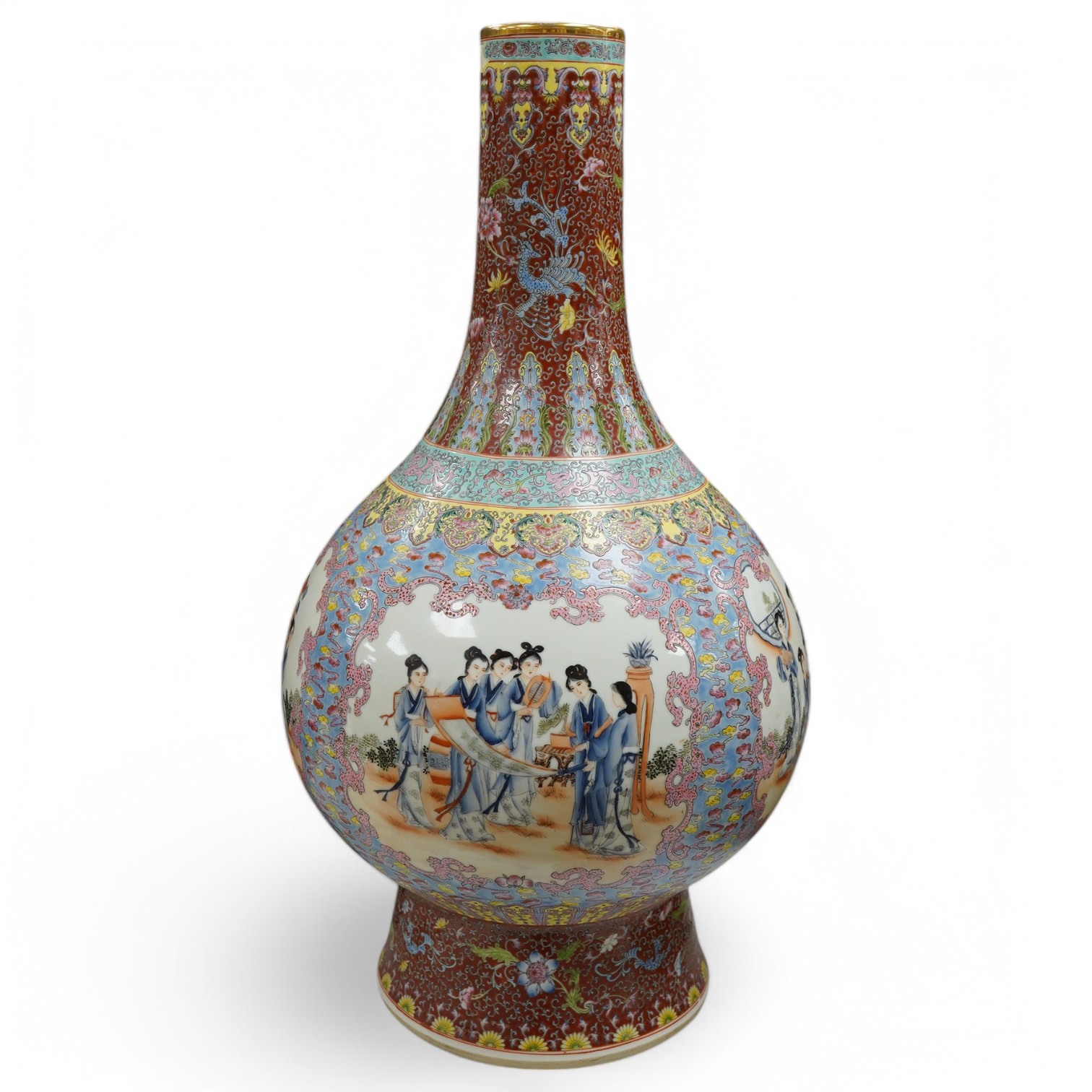 A large 20th century Chinese famille rose vase, 67cm high. Condition - good